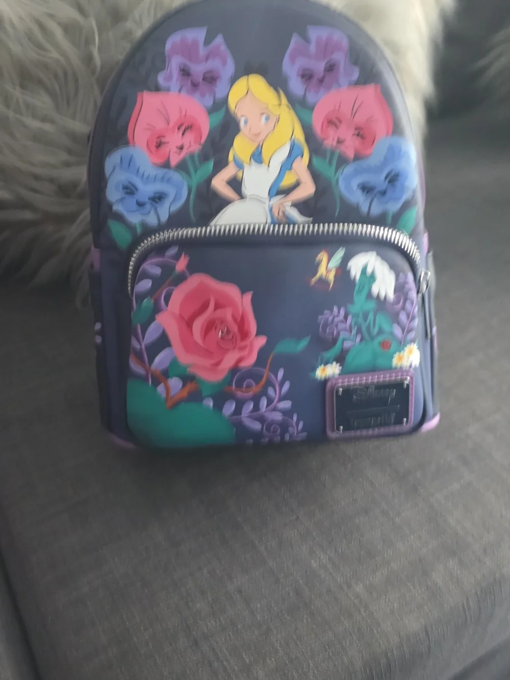 Disney x Loungefly Hard Tag Alice in Wonderland Purple Floral Mini Backpack